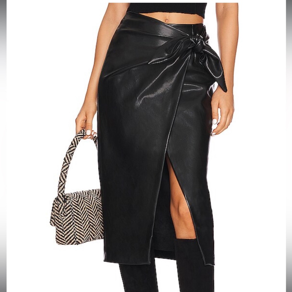 Enza Costa - NWoT Black Faux Leather Wrap Skirt SZ 3 (L)